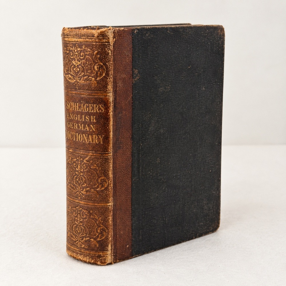 J. C. Oehlschläger 1852 English German Pocket Dictionary Antique Book Academia